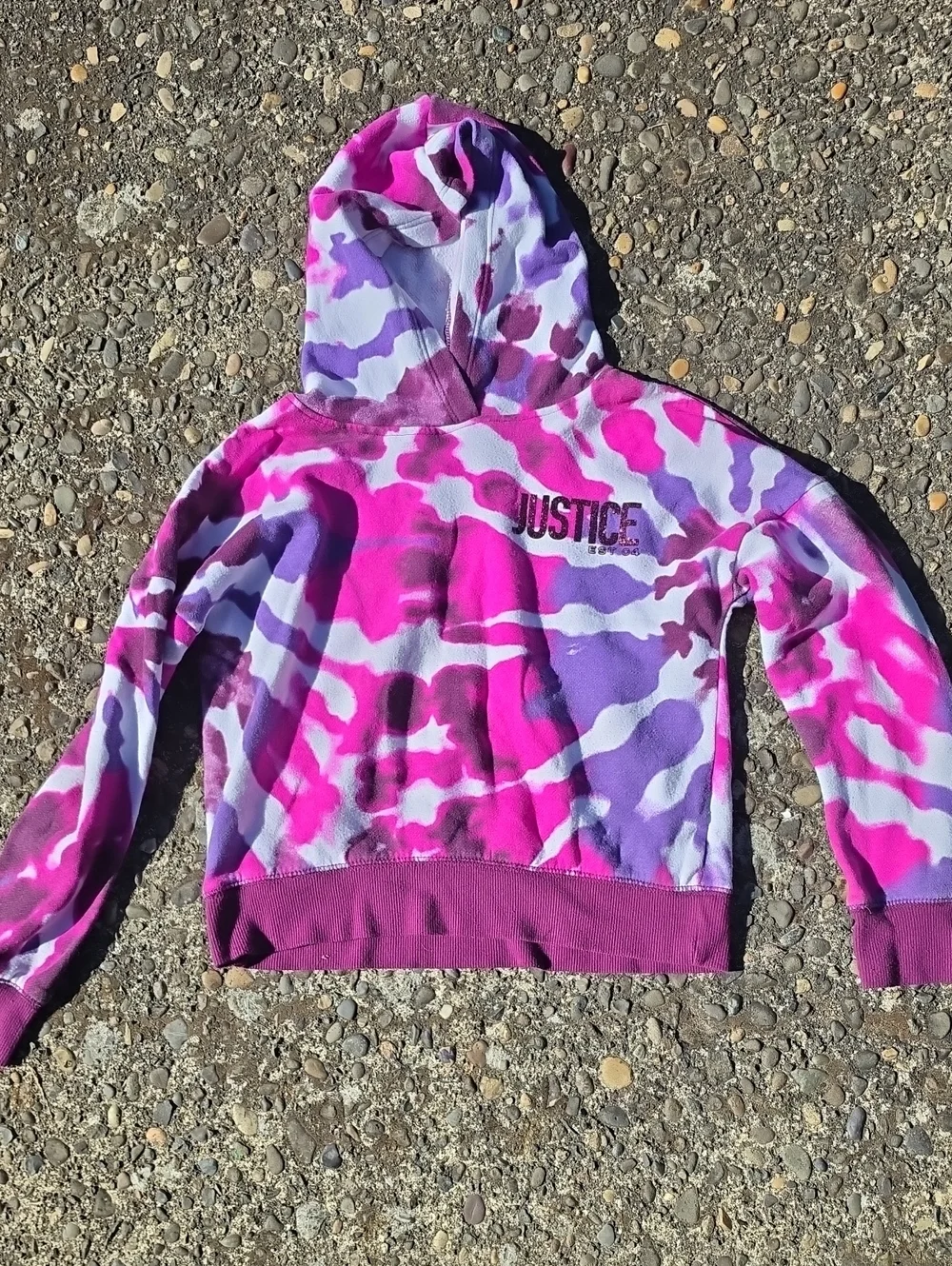 Justice Girls Pink Purple Camo Hoodie
